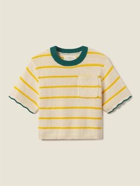 Trovata Jules Sweater Cotton T-shirt - yellow stripe - size XS